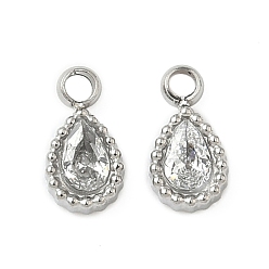 Нержавеющая Сталь Цвет 304 прелести нержавеющей стали, со стразами, слеза, цвет нержавеющей стали, 6.5x3.5x1.5 мм, отверстие : 1 мм