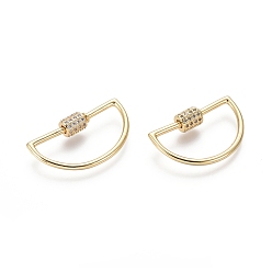 Золотой Латунные микропаве, кубический цирконий, винт, карабин, подвески с замком, для изготовления ожерелий, полукруглый, золотые, 16x28x2 мм