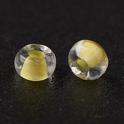 Light Khaki 11/0 Grade A Round Glass Seed Beads, Transparent Inside Colours, Light Khaki, 2.3x1.5mm, Hole: 1mm, about 48500pcs/pound