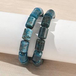 Апатит Колонные браслеты из натуральных апатитовых бусин, эластичные, для женщин и мужчин., внутренний диаметр: 2.17 дюйм (5.5 см)
