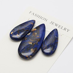 Морской Синий Собранные наборы подвесок из синтетических окрашенных драгоценных камней и бронзита, слеза, Marine Blue, 35~50x15~20x6~7 мм, отверстие : 1.5 мм