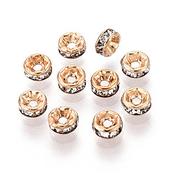 Золотой Латунные бусины разделители для поставки стразов, без кадмия и без свинца, рондель, прямой фланец, кристалл, золотые, 4x2 мм, отверстие : 1~1.2 мм