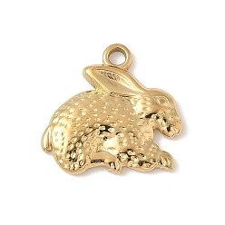 Настоящее золото 18K 304 подвески из нержавеющей стали в виде кроликов, прелести животных, ионное покрытие (ip), реальный 18 k позолоченный, 18x19x2.5 мм, отверстие : 2 мм