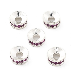 Серебро Латунные микро проложить кубических циркония шарики прокладки, долговечный, стойки покрытие, плоско-круглые, серебряные, 6x2.5 мм, отверстие : 2 мм