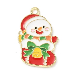 Снеговик Подвески из эмали и сплава, Новогодняя тема, золотые, снеговик, 28x18x1.4 мм, отверстие : 2 мм