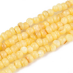 Золотистый Натуральные пресноводные окрашенные бусы из ракушек, рондель, золотые, 2~3.5x1~3 мм, отверстие : 0.8 мм, около 162~169 шт / нитка, 14.96~15.35'' (38~39 см)