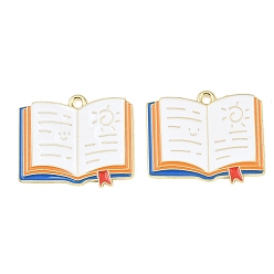 Разноцветный Подвески из эмали и сплава, книжные прелести, золотые, красочный, 23x27x1 мм, отверстие : 2 мм