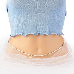 Weiß Sommerschmuck Taillenperle, Körperkette, Samen Perlen Bauchkette, Bikini Schmuck für Frau Mädchen, weiß, 31.5 Zoll (80 cm)