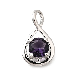 Индиго 925 подвески из стерлингового серебра с паве из кубического циркония, бесконечная форма, платина, индиговые, 17x10x4 мм, отверстие : 3.5x2.5 мм