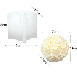 White Food Grade DIY Silicone Candle Molds, For Candle Making, Flower, White, 8.5x9x8cm