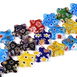 Разноцветный Handmade millefiori lampwork beads strands, звезда, красочный, 13~14x14~14.5x3.5~4 мм, отверстие : 0.9~1 мм, около 27 шт / нитка, 13.19~13.39'' (33.5~34 см)