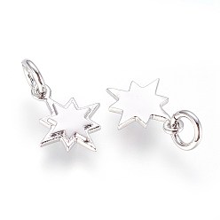 Платина Латунь прелести, с целью перехода в кольце, звезда, платина, 11x10x1.5 мм, отверстие : 3 мм
