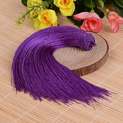 Темно-Фиолетовый Красивый дизайн украшения нейлон кисточкой кулон, темно-фиолетовый, 160x18 мм, отверстие : 4 мм