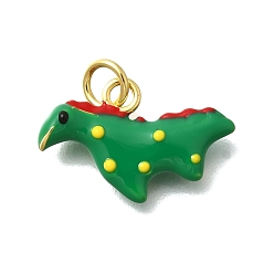 Настоящее золото 18K Латунь с эмалевыми подвесками, без свинца и без кадмия, стойки покрытие, динозавр, реальный 18 k позолоченный, 12x18x3.5 мм, отверстие : 3 мм