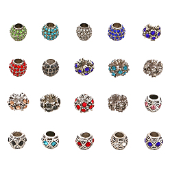 (52) Непрозрачная лаванда 30шт 18 стиль сплав горный хрусталь европейские бусины, бусины с большим отверстием, рондель и цветок и бочка, разноцветные, 10~12x8~9.5 мм, отверстие : 5 мм