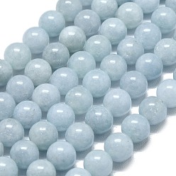 Светло-Голубой Натуральный Malaysia нефритовые бусы пряди, окрашенная и подогревом, круглые, Небесно-голубой, 8~8.5 мм, отверстие : 1.2 мм, около 48 шт / нитка, 14.96 дюйм (38 см)