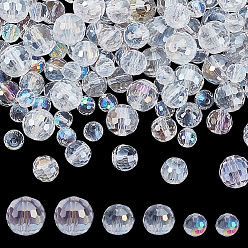 Прозрачный АВ 150шт 3 стили гальванизированные стеклянные бусины нити, с покрытием AB цвета, граненый (96 граней), круглые, ясно AB, 6~10 мм, отверстие : 1 мм, 50 шт / стиль