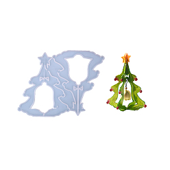 White Christmas Tree DIY Silicone Molds, for UV Resin, Epoxy Resin Craft Making, White, 155x160x5mm, Inner Diameter: 150x119mm