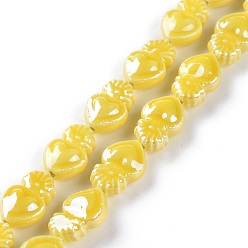 Желтый Гладкие фарфоровые бусины ручной работы, форма осьминога, желтые, 15.7x10.3x6.2 мм, Отверстие : 1.2 мм, около 24 шт / нитка, 14.57'' (37 см)