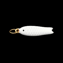 Fish 304 нержавеющей стальной эмали подвески, с целью перехода в кольце, имитация пищевых амулетов, без кадмия, без никеля и без свинца, золотые, рыба, 24.5x7x4 мм, отверстие : 4 мм