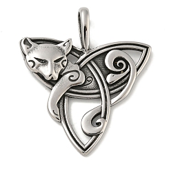 Античное Серебро 316 хирургические подвески из нержавеющей стали, узел «тройник» с подвеской в виде лисы, античное серебро, 47.5x41x8 мм, отверстие : 5x10 мм