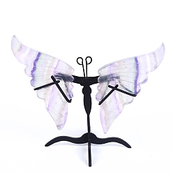 чертополох Крылья бабочки из натурального флюорита с металлической подставкой для домашнего офисного стола, чертополох, 85x37x7 мм