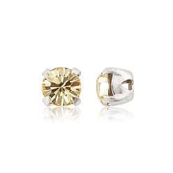 80100 Jonquil Preciosa® maxima crystal в пришивной чашке, чешский хрусталь, с настройками латуни, 719 35 021 шатон (круглый), серебряные, 80100 нарцисс, ss 12 (3~3.2 мм)