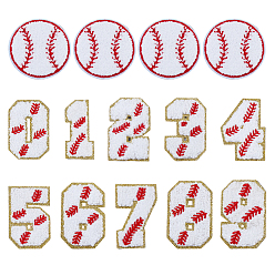 Mixed Shapes 5 шт. заплатки из полиэфирной нити, бейсбол, с 20количеством полиэстеровых нашивок на одежду, бейсбол, разнообразные, 63~79x29.5~44.5x2.5~3 мм
