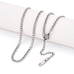 Нержавеющая Сталь Цвет 3мм 304 ожерелья из нержавеющей стали с панцирной цепью, не тускнеет, цвет нержавеющей стали, 21.06 дюйм (53.5 см) ~ 21.46 дюйм (54.5 см)