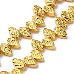 с Золотистым Покрытием Стеклянные бусины с гальваническим покрытием , лист, с золотым покрытием, 11.5x7x4.5 мм, отверстие : 0.6 мм, около 65 шт / нитка, 15.35'' (39 см)