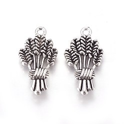 Античное Серебро Тибетский стиль сплава цинка подвески, трава, античное серебро, 24.5x13x3 мм, отверстие : 1.8 мм