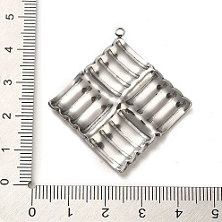 Stainless Steel Color 304 Stainless Steel Pendants, Rhombus Charm, Stainless Steel Color, 43x40.5x3.5mm, Hole: 2mm