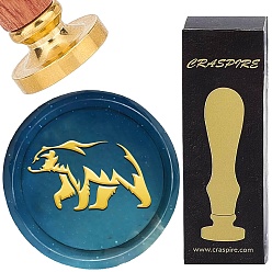 Медведь Латунная восковая печать с деревянной ручкой, для diy scrapbooking, медведь, 25 мм