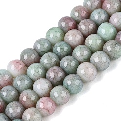 Темный Морско-зеленый Нити из непрозрачных стеклянных бусин с эффектом омбре и потрескавшимся покрытием, круглые, окрашенные, темно-зеленый, 6~6.5 мм, отверстие : 0.8~1 мм, около 138~146 шт / нитка, 29.92~31.89 дюйм (76~81 см)