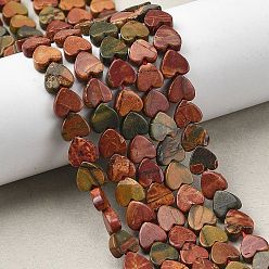 Пикассо Камень Нити бусин из натурального камня пикассо/полихромной яшмы, сердце, 6x6x2 мм, отверстие : 0.8 мм, около 69 шт / нитка, 14.96'' (38 см)