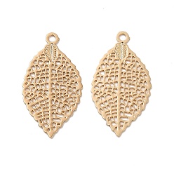 Light Gold Стойки обшивки латунь филигранные подвески, долговечный, лист прелести, без кадмия, без никеля и без свинца, золотой свет, 20.5x11x0.3 мм, отверстие : 1.2 мм