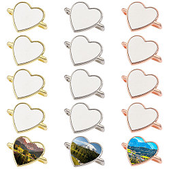 Сердце 15 шт. 3 Цветной сплав, термоперенос, аксессуары для часов, с алюминиевым листом, сердце, лоток : 17x17 мм, 18x25x6 мм, внутренний диаметр: 22x3.5 мм, 5 шт / цвет