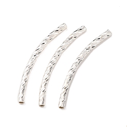 Серебро Бисера латунной трубки, изогнутые бусины фантазийной огранки, стойки покрытие, долговечный, серебряные, 34x2 мм, отверстие : 1.2 мм