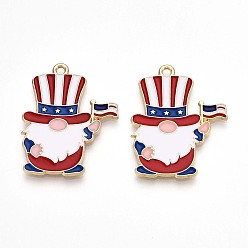 (123L) Белый крем непрозрачный блеск Подвески из эмали и сплава, без свинца и без кадмия, чары гномов, золотые, огнеупорный кирпич, 30x23x1.2 мм, отверстие : 1.6 мм