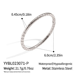 Stainless Steel Color Minimalist Bamboo 304 Stainless Steel Bangles for Women, Stainless Steel Color, Inner Diameter: 2.36 inch(6cm)