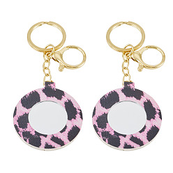 Круглые 2шт. брелоки-зеркала из полиуретана, Сплав с застежками когтя омара, золотые, круглые, 121 мм