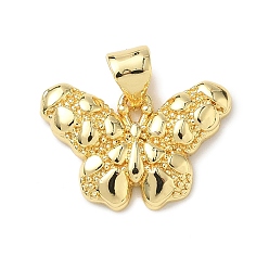 Настоящее золото 18K Латунные подвески, бабочка, стойки покрытие, без свинца и без кадмия, долговечный, реальный 18 k позолоченный, 13x18.5x3 мм, отверстие : 3.5x5 мм