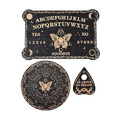 Insects 3шт 3 стили деревянная маятниковая доска, биолокация гадальная доска, для колдовства принадлежности для викканского алтаря, плоско-круглые, насекомые, 112.5~317x89.5~209x4.5 мм, 1 шт / стиль