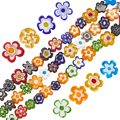 (52) Непрозрачная лаванда Ручной работы стеклянная бусина тысячецветник нитей, цветок, разноцветные, 6.4~9x3.2 мм, отверстие : 1 мм, около 56 шт / нитка, 15.75 дюйм (40 см), 3 нитей / SET