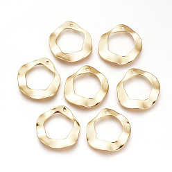 Real 18K Gold Plated Brass Pendants, Nickel Free, Real 18K Gold Plated, Twist Donut, 25x23x1.5mm, Hole: 1mm