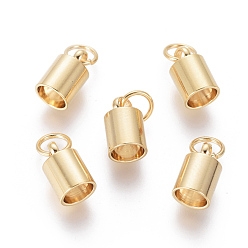 Золотой 201 концы из нержавеющей стали шнур, Торцевые крышки, колонка, золотые, 10x6 мм, отверстие : 3.5 мм, внутренний диаметр: 5 мм