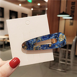 Темно-Синий Заколки из кожи аллигатора из ацетата целлюлозы, выдалбливают аксессуары для волос для девочек женщин, слеза, темно-синий, 70 мм