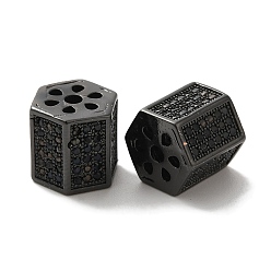 Черный Цвет Металла Латунные микро проложить кубического циркония бусы, долговечный, без кадмия и без свинца, металлический черный , 9x10x10 мм, отверстие : 1.6 мм