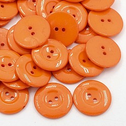 Dark Orange Acrylic Sewing Buttons for Costume Design, Plastic Shirt Buttons, 2-Hole, Dyed, Flat Round, Dark Orange, 25x3mm, Hole: 2mm