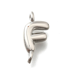 Letter F Подвески из латуни, без свинца и без кадмия, долговечный, стойки покрытие, платина, Буква F, 12.5x6.5x2.5 мм, отверстие : 1.2 мм